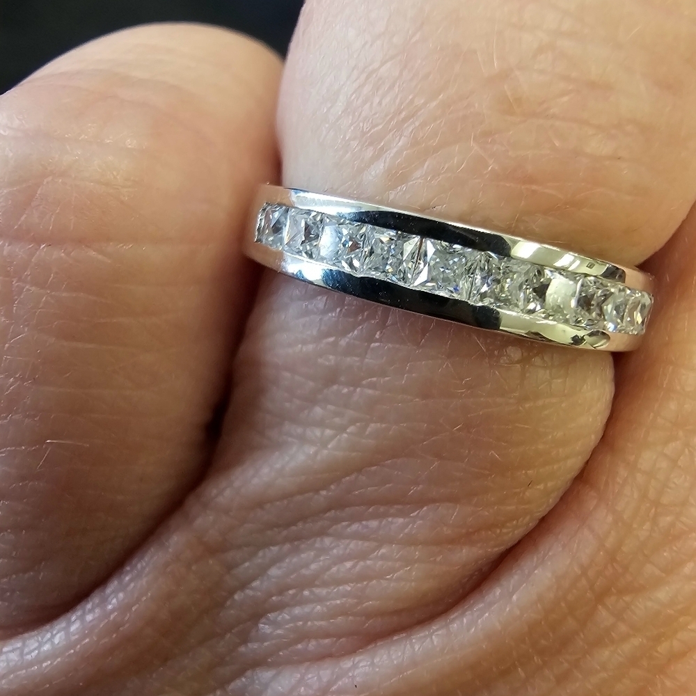 Sterling Silver Channel-Set Princess Cut .25tcw Moissanite Ring - Silver